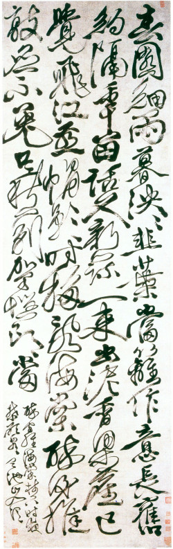 徐渭《草书春园细雨七律诗轴》 