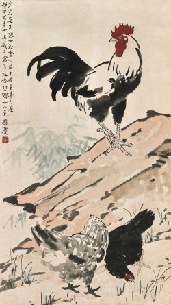 徐悲鸿花鸟画《公鸡》54幅