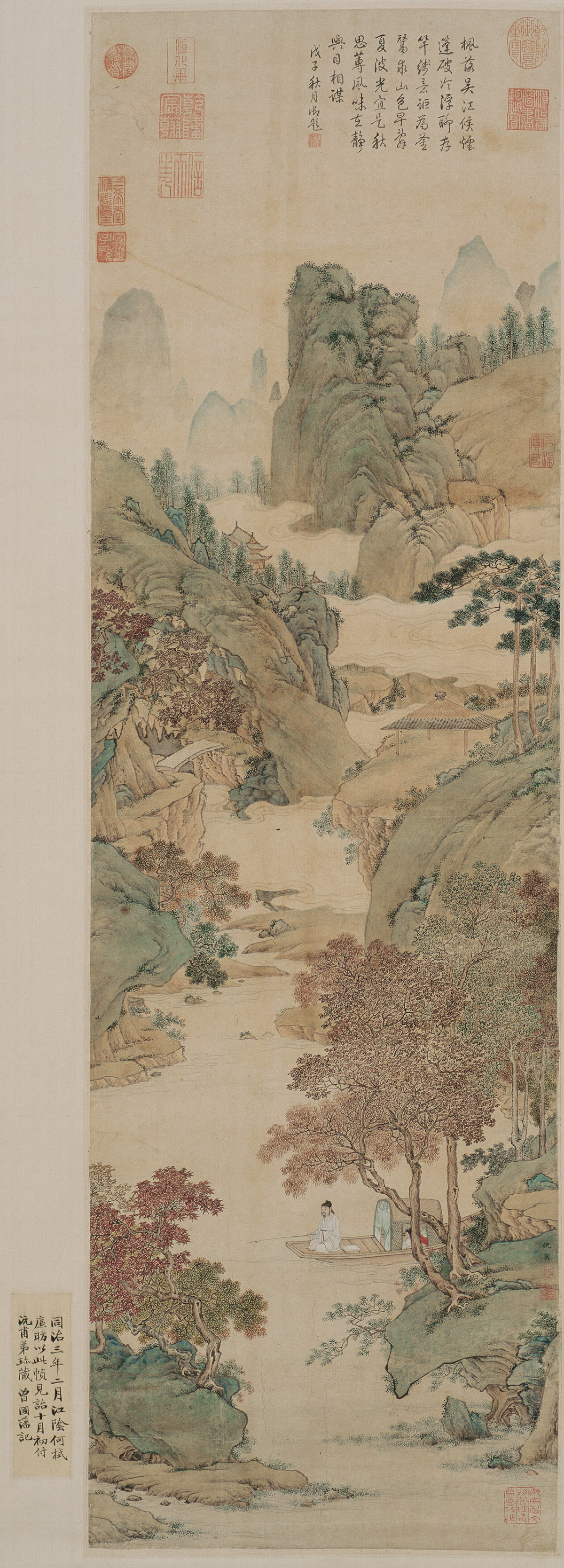 明 仇英 枫溪垂钓图轴纸本127x38.5湖南省博物馆.jpg