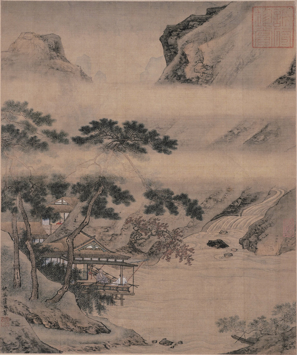 明 仇英 临溪水阁图46x40.jpg