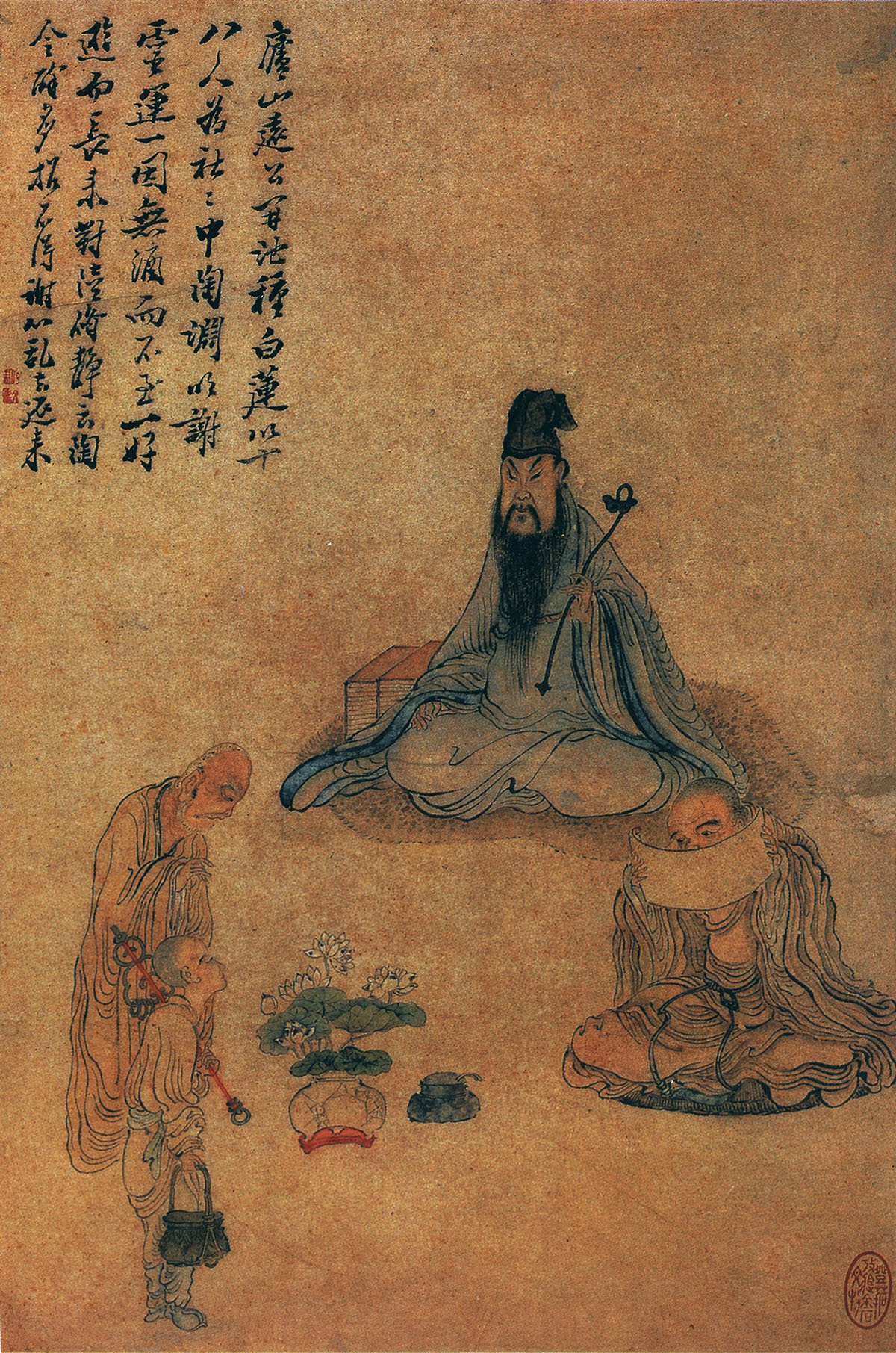 明 仇英 人物故事图 绢本 41.4×33.8cm .jpg